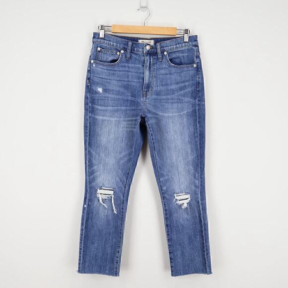 Madewell The High-Rise Slim Crop Boyjean Knee-Rip Edition Size 27 - Picture 1 of 7
